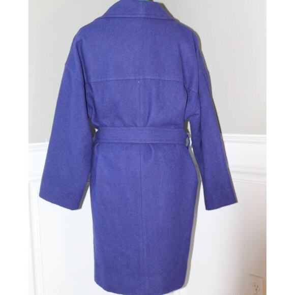 Narciso Rodriguez x Design Nation Cobalt Wrap Coat Wool Blend Medium - Picture 2 of 5
